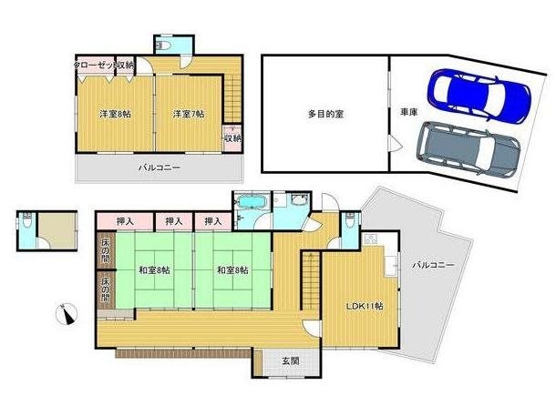 田尻町２丁目６１３番１ 間取図・土地図