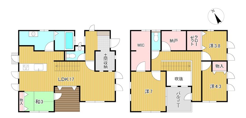 みかの原町１丁目３３６番 間取図・土地図