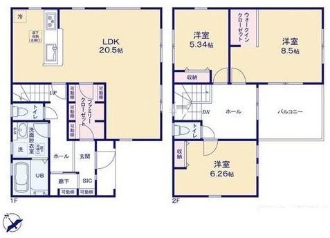 滑川本町２丁目　３期　５号棟 間取図・土地図