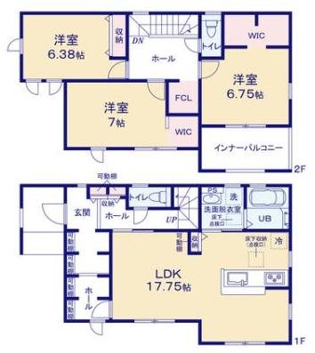 高萩市高萩７期　３号棟 間取図・土地図