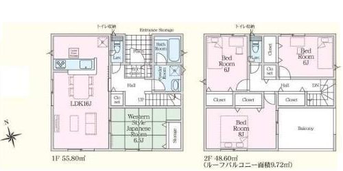 那珂郡東海村大字亀下　１号棟 間取図・土地図