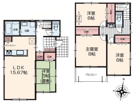 西成沢町２丁目　１１号棟 間取図・土地図