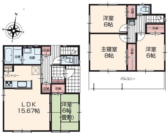 西成沢町２丁目　１２号棟 間取図・土地図
