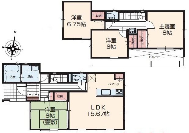 西成沢町２丁目　１３号棟 間取図・土地図
