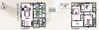 高萩市高萩　第２　３号棟 間取図・土地図