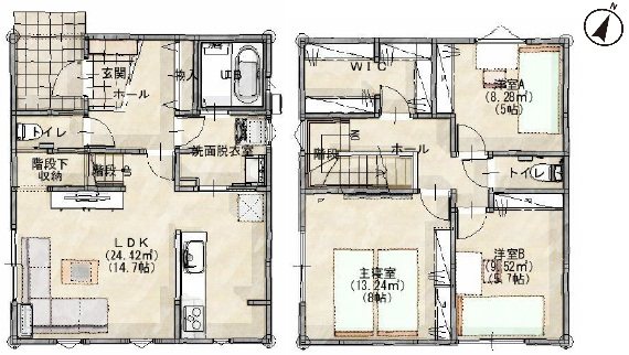 東金沢町１丁目　３号棟 間取図・土地図