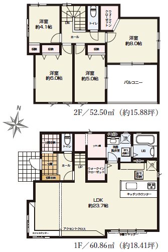 諏訪町２丁目１期　１号棟 間取図・土地図