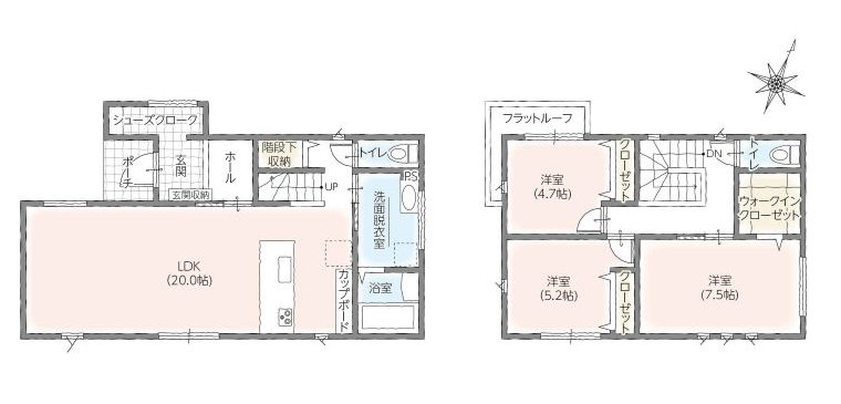 鮎川町４丁目　タマタウン鮎川１号棟 間取図・土地図