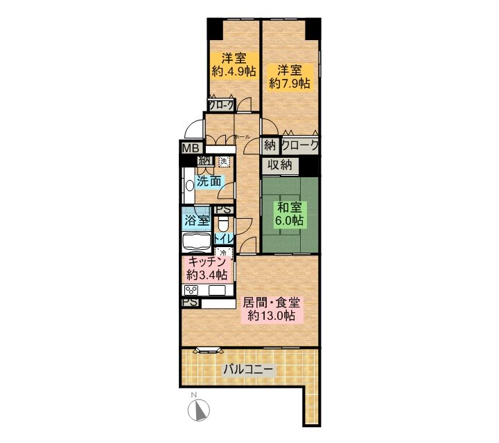 佐鳴台パーク・ホームズ 708号室 間取り図