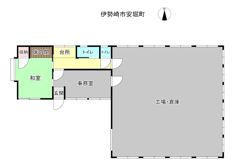 伊勢崎市安堀町　中古工場 間取図・土地図
