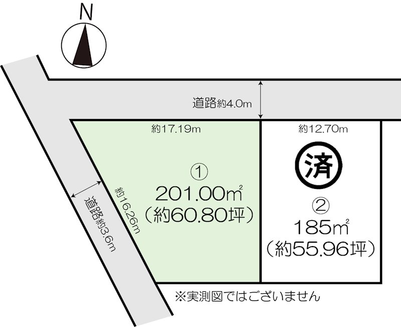 我孫子市高野山　土地　区画①  間取図・土地図