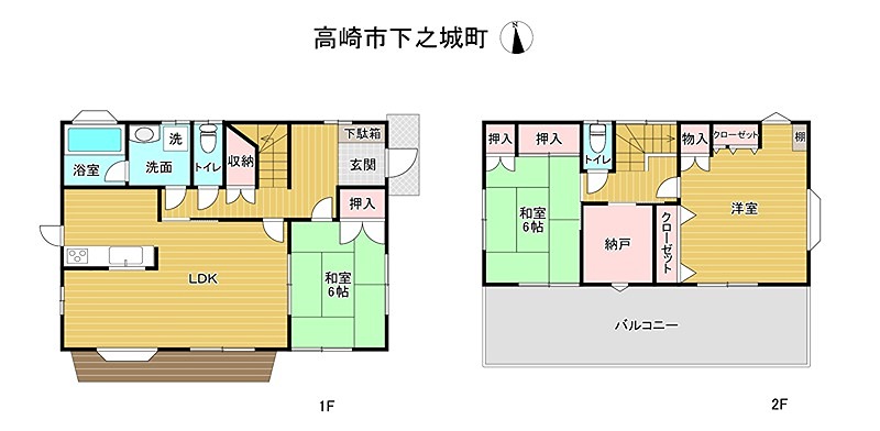 高崎市下之城町　中古住宅 間取図・土地図