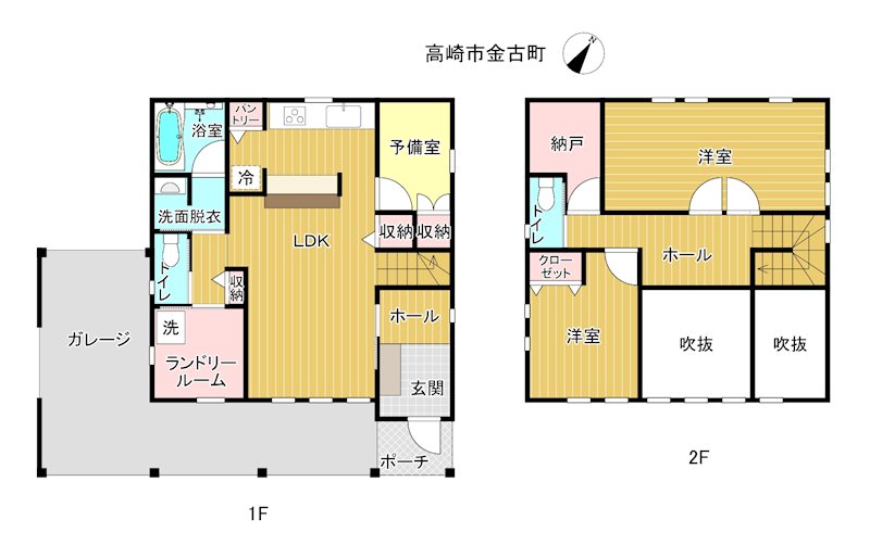 高崎市金古町　中古住宅 間取図・土地図