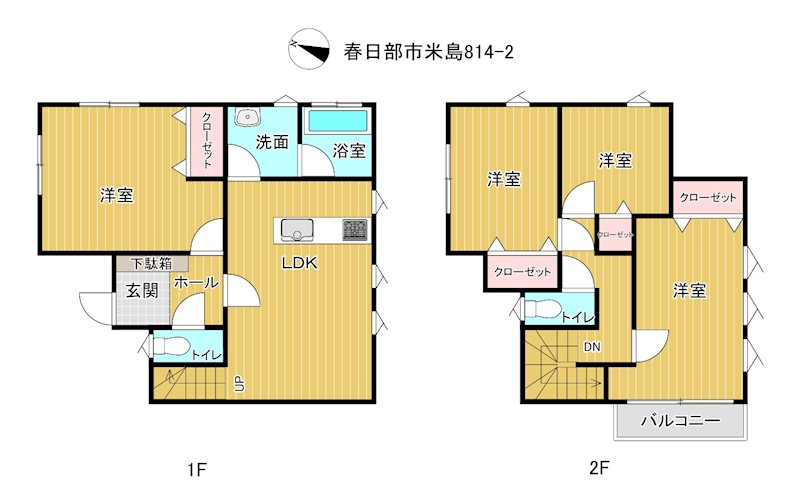 春日部市米島　中古住宅 間取図・土地図