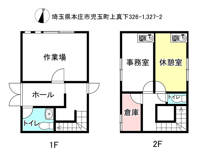本庄市児玉町　中古事務所 間取図・土地図