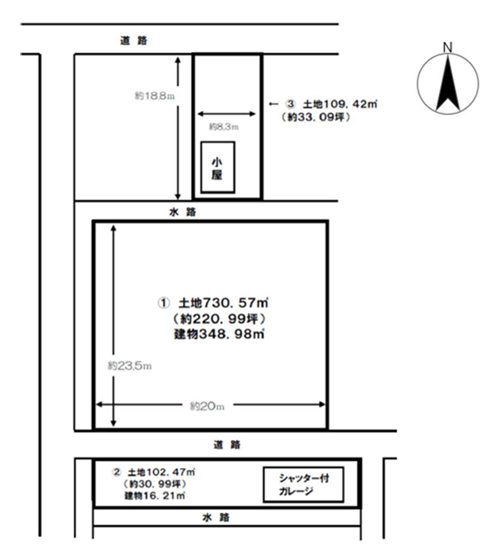 大阪府高槻市西面中２丁目 間取図・土地図