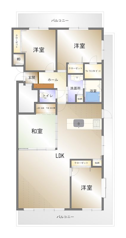 ラフィーネ西の土居　　　　【南東角部屋】 406号室 間取り図