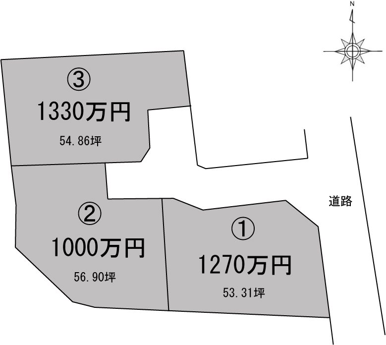 新居浜市久保田3区画分譲地➀ 間取り図