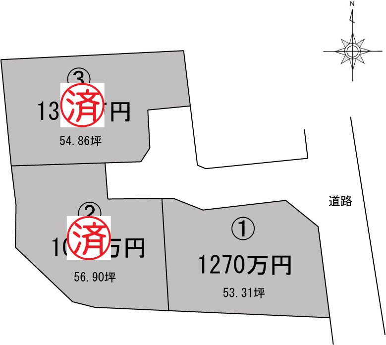 新居浜市久保田3区画分譲地➀ 間取り図