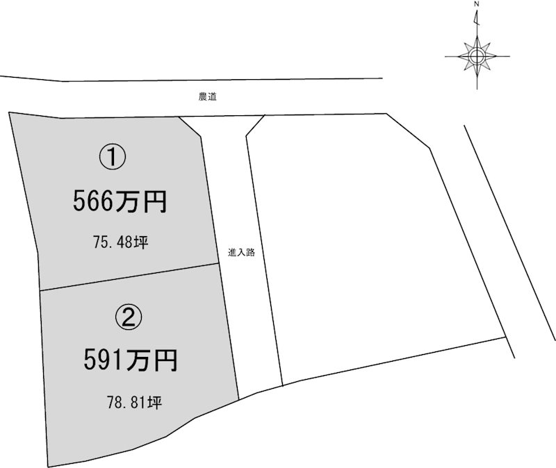 新居浜市萩生2区画分譲地➀ 間取り図