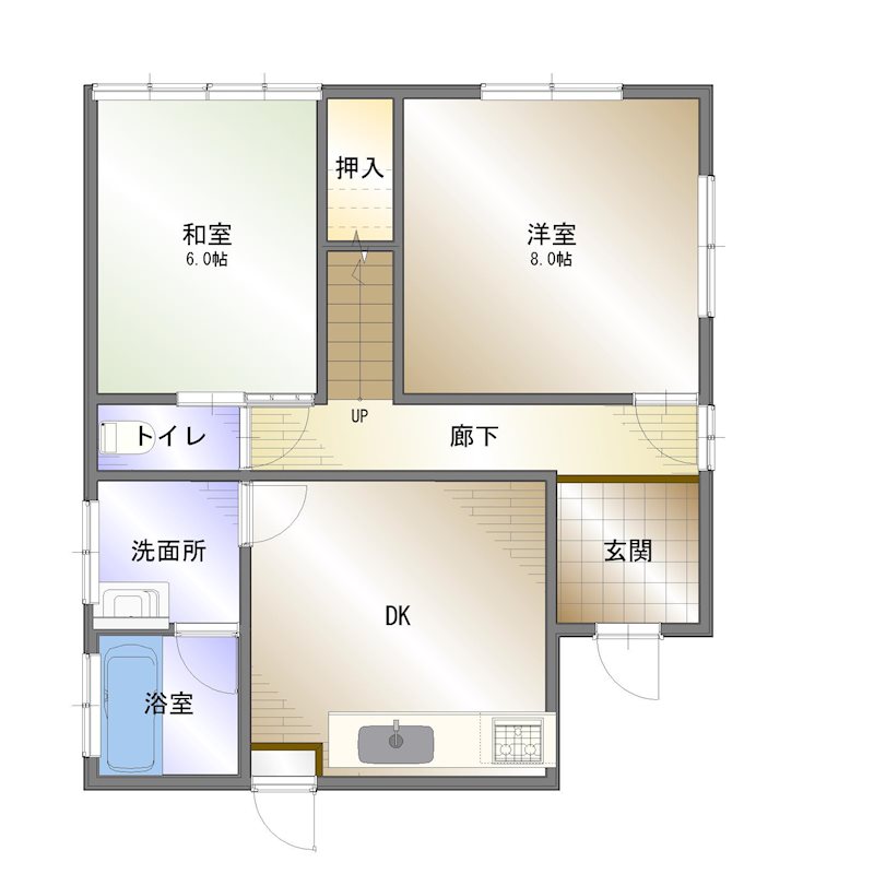 河南町　中古住宅 間取り図