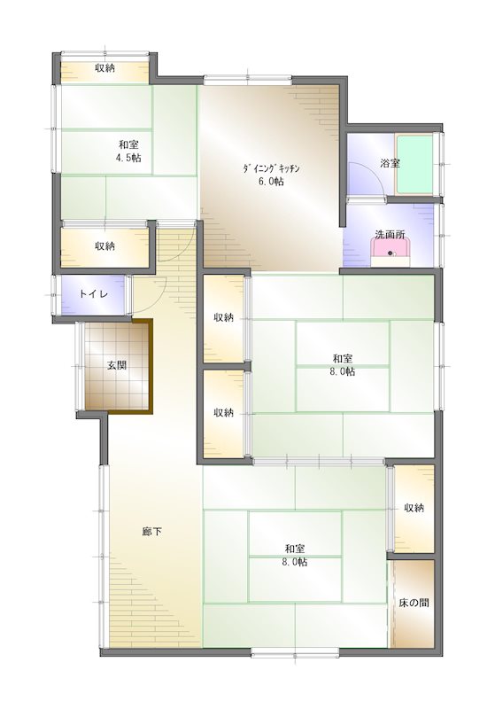 菊間町長坂　中古住宅 間取り図