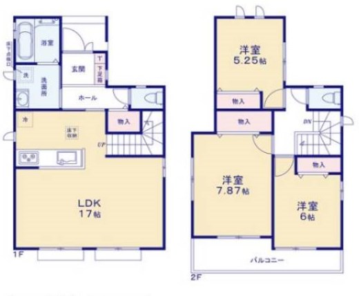 耐震等級３　松山市東石井2丁目　1号棟　新築オール電化住宅3LDK　 間取り図