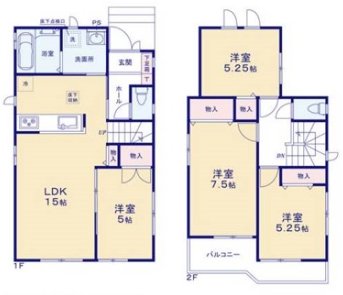 耐震等級３　松山市東石井2丁目　2号棟　新築オール電化住宅4LDK　  間取り図