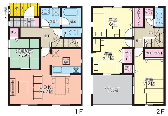 松山市土居田町　新築戸建オール電化住宅４LDK  間取り図