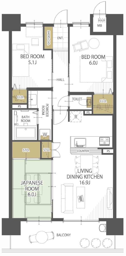 アルファステイツ本町六丁目 間取り図