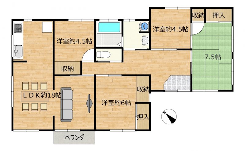 大西町脇　中古住宅 間取り図