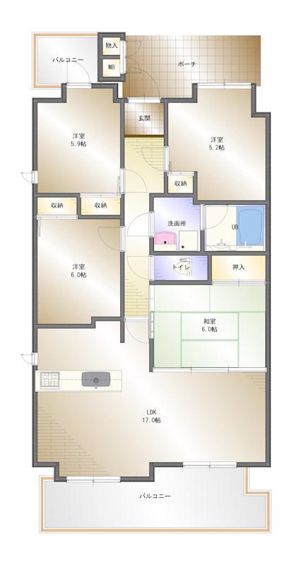 三島宮川1丁目　中古マンション 401号室 間取り図