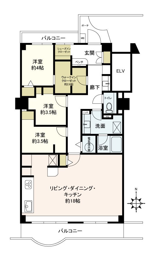 シティハイツ森小路一号棟 間取図・土地図