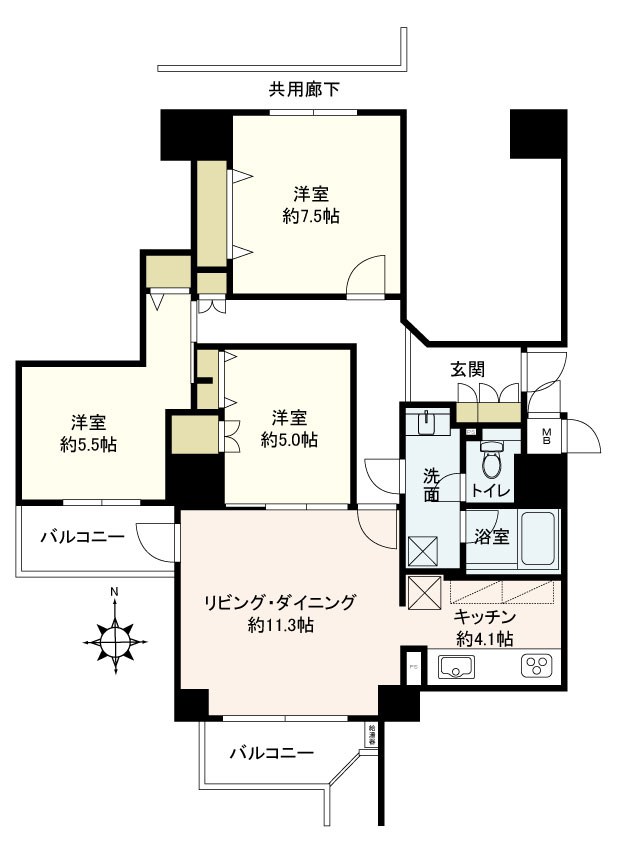 アミング潮江イーストA参棟 間取図・土地図