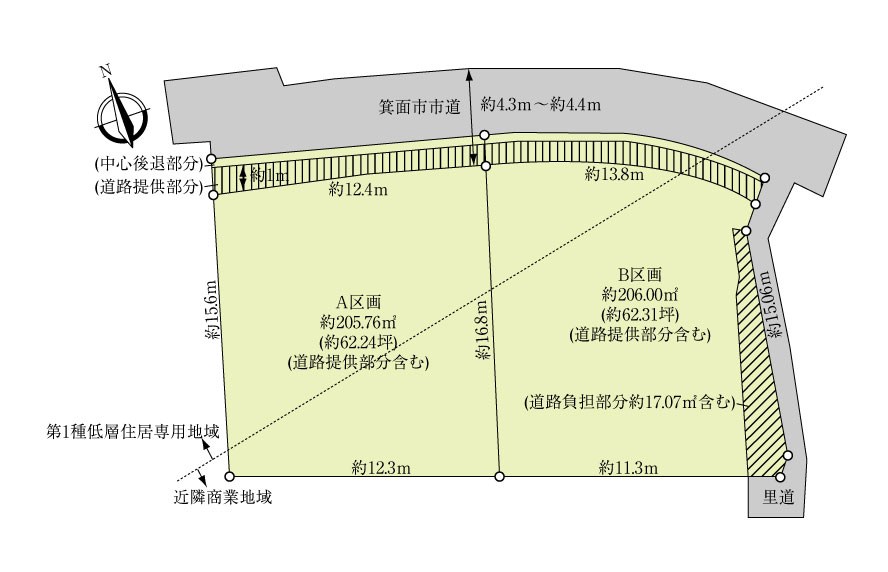 箕面市箕面2丁目土地 間取図・土地図