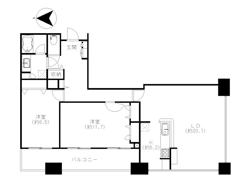ディーグラフォート浜松 D's Tower（ディーズタワー） 1203号室 間取り図