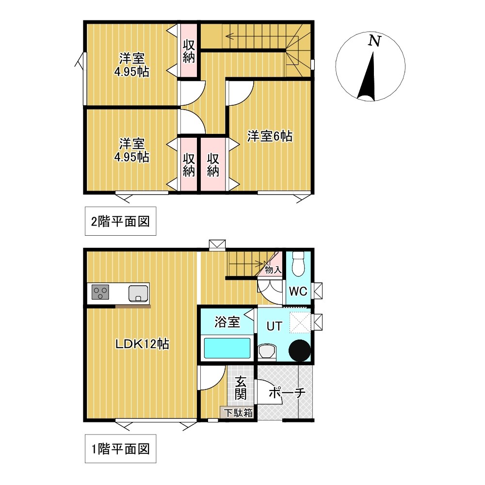 中央三輪９丁目１２番　戸建て 間取図・土地図