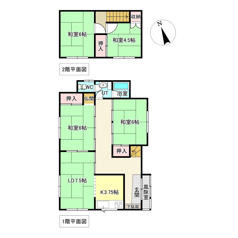 美幌町字鳥里１丁目５番　戸建て 間取図・土地図