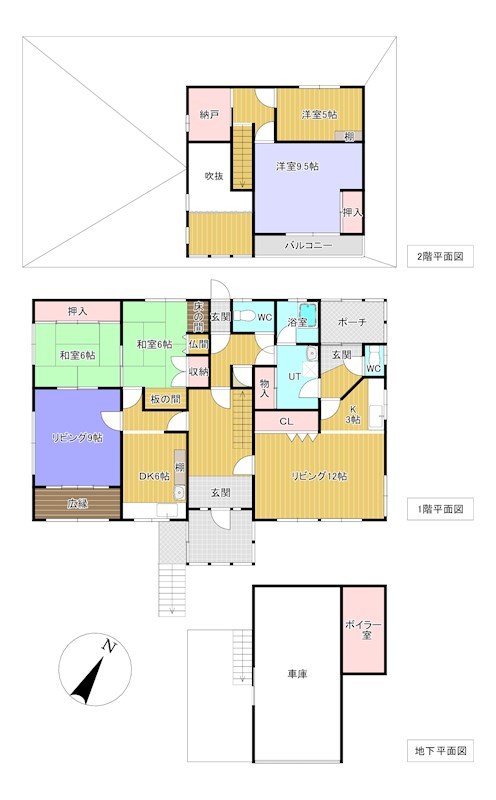 網走市駒場南３丁目４７番　戸建て 間取図・土地図