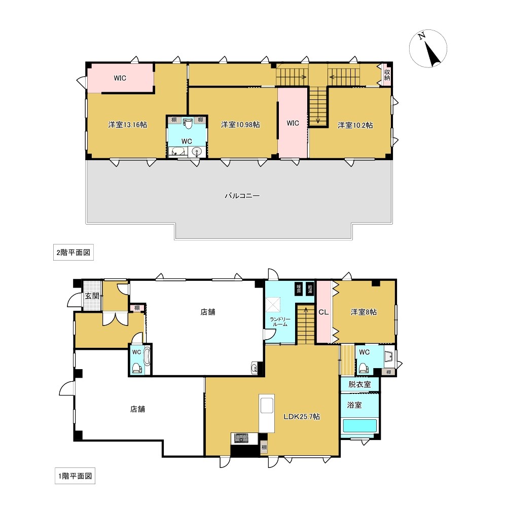 北三条西２丁目５番　店舗付住宅 間取図・土地図