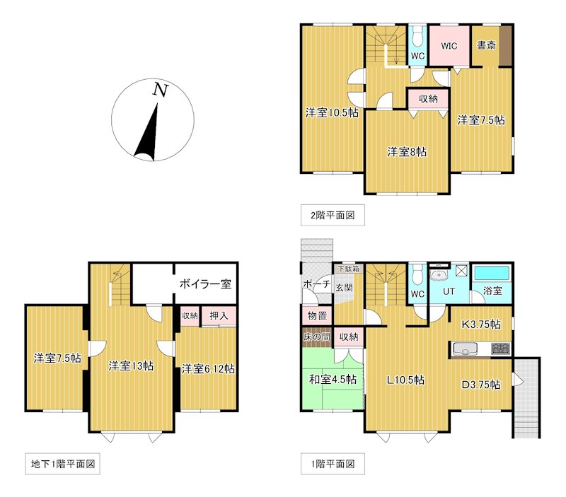 新生町７７番　戸建て 間取図・土地図