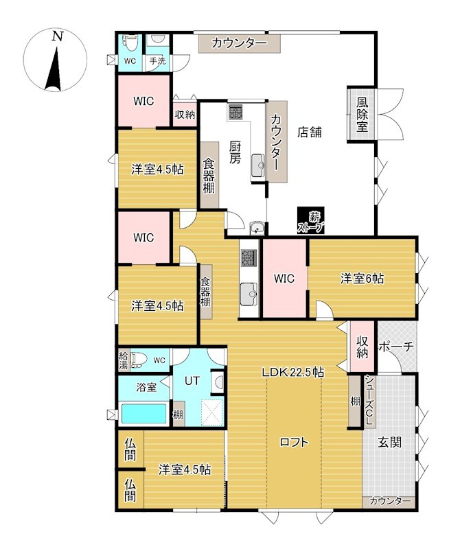 網走市呼人３３０番　店舗付住宅 間取図・土地図