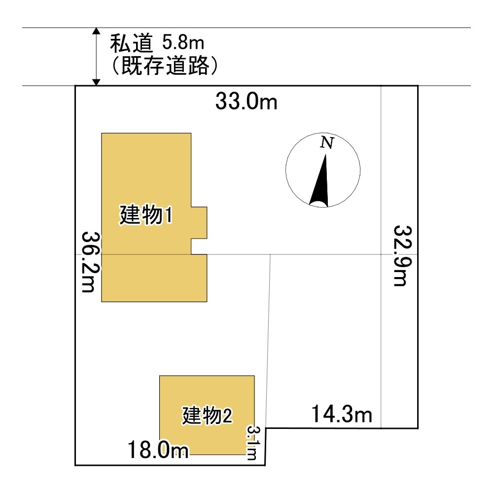 網走市呼人３３０番　店舗付住宅 間取図・土地図