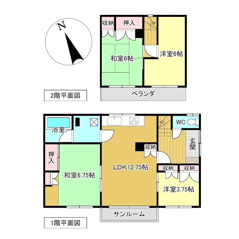 美幌町字仲町２丁目４８番　戸建て 間取図・土地図