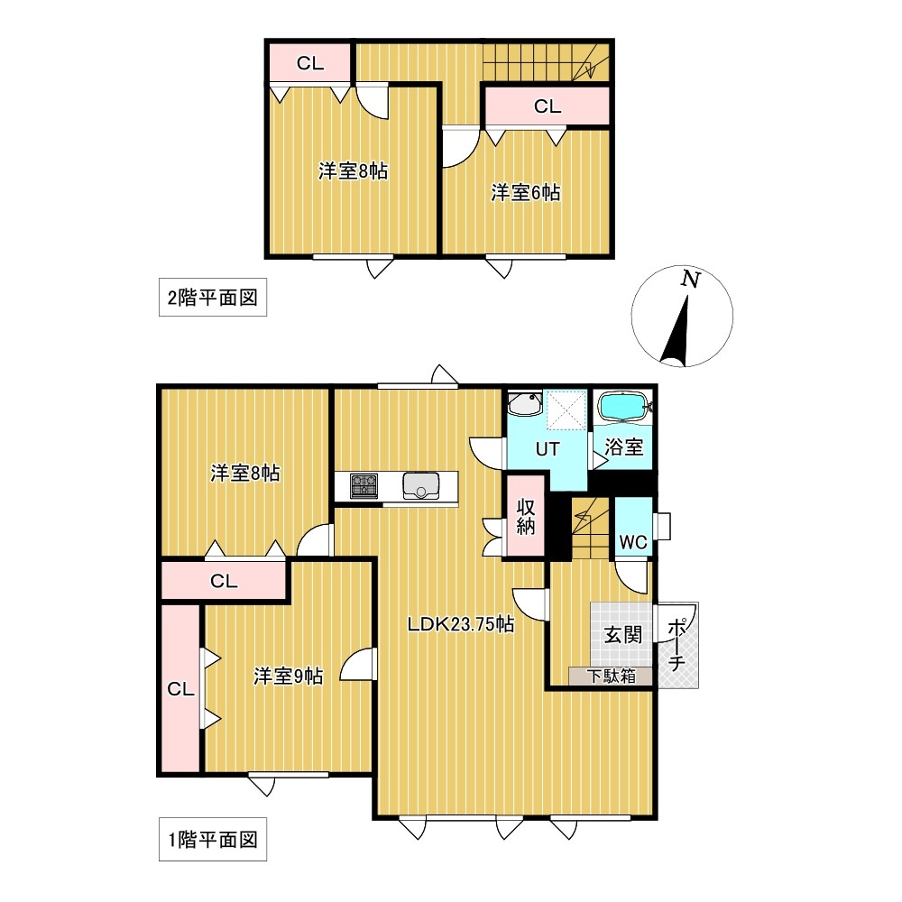 北進町５丁目８１番　戸建て 間取図・土地図