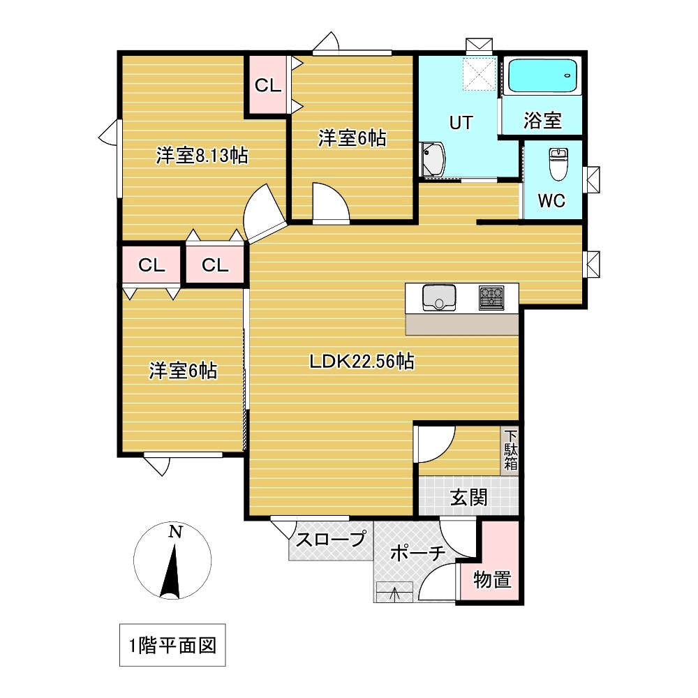 とん田西町２３３番　戸建て 間取図・土地図