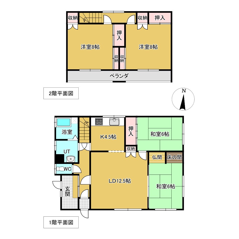 美山町南2丁目9番　戸建て 間取図・土地図
