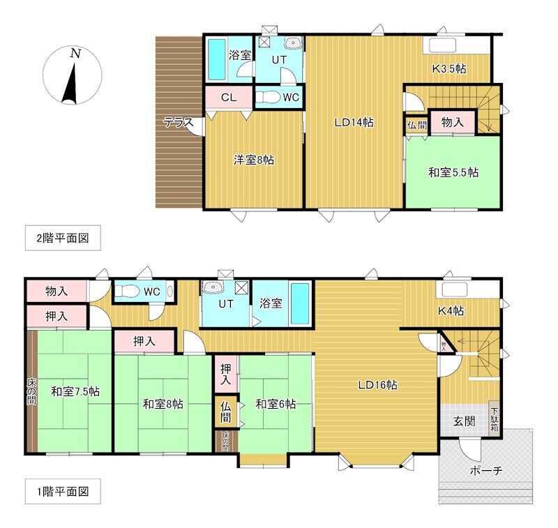 清見町７１番　戸建て 間取図・土地図