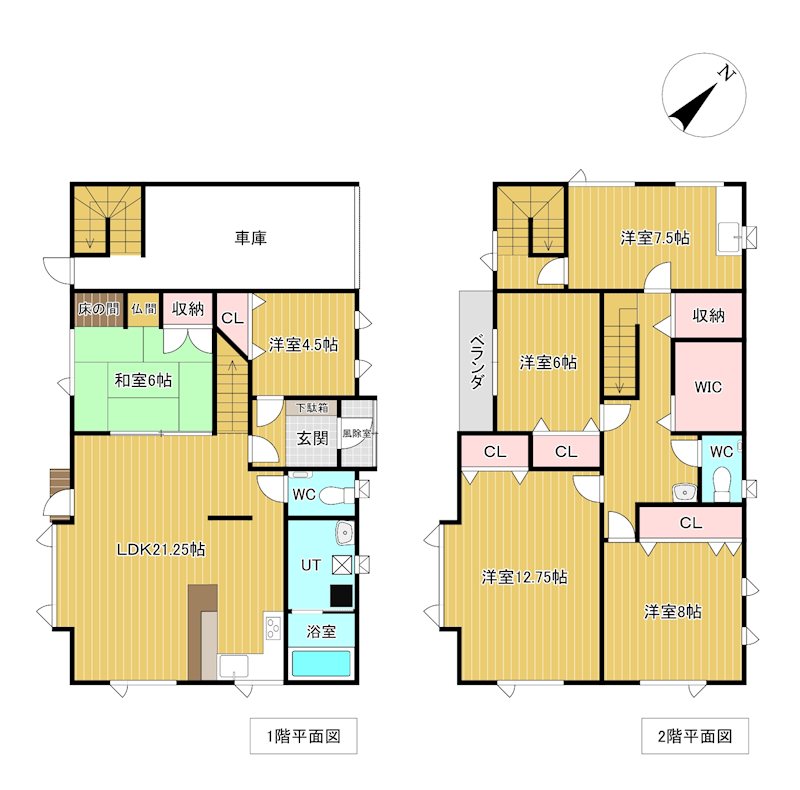 朝日町４８番　戸建て 間取図・土地図