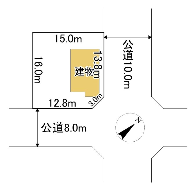 朝日町４８番　戸建て 間取図・土地図